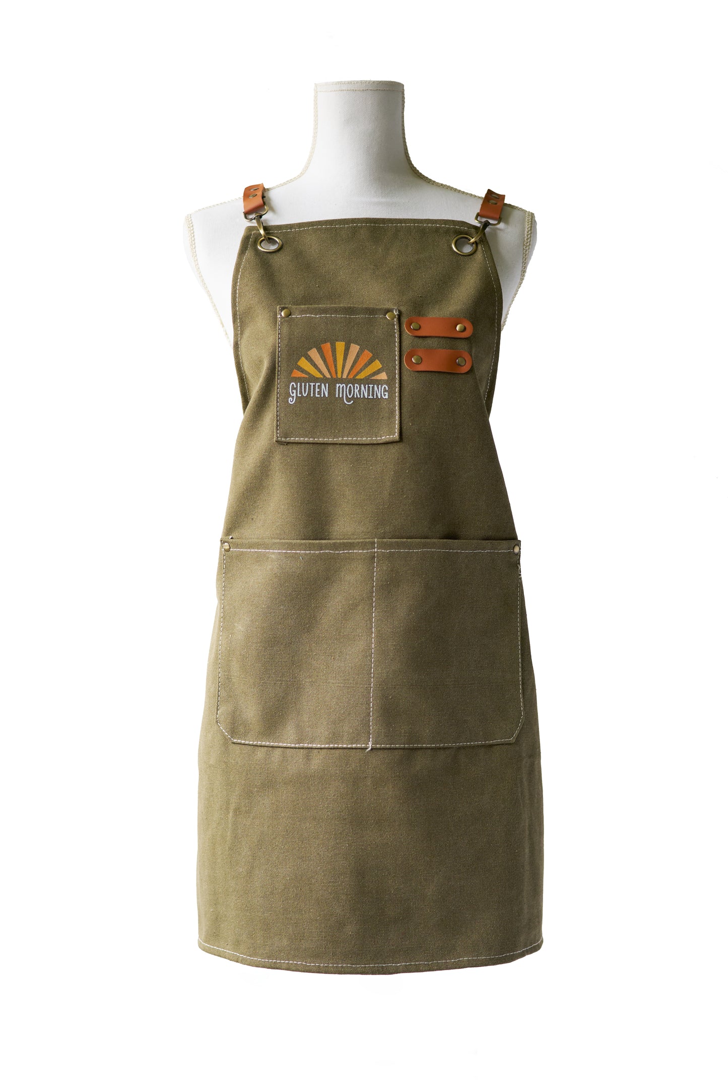 Green 'Gluten morning' apron