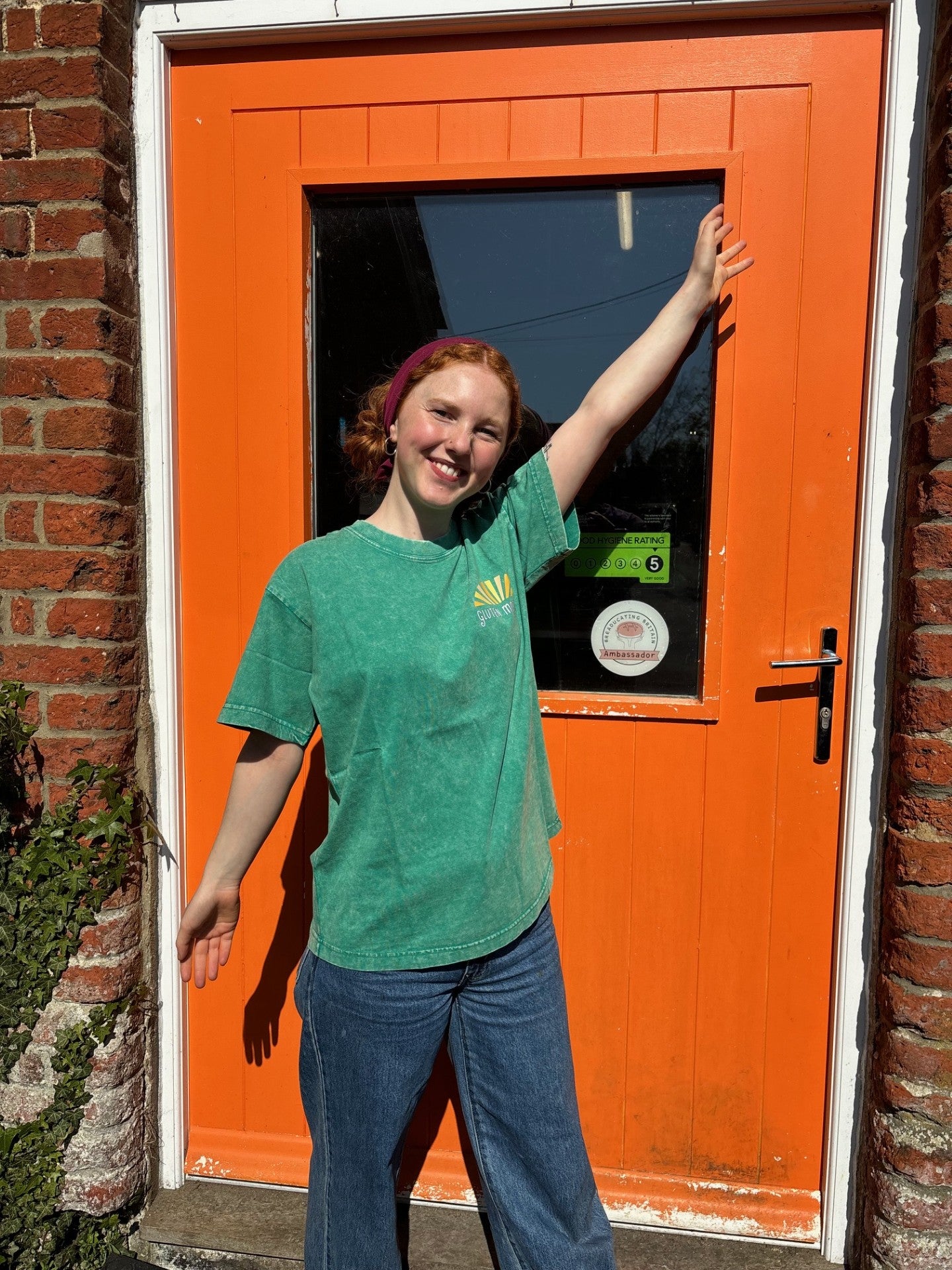 Retro oversized gluten morning t shirt- green
