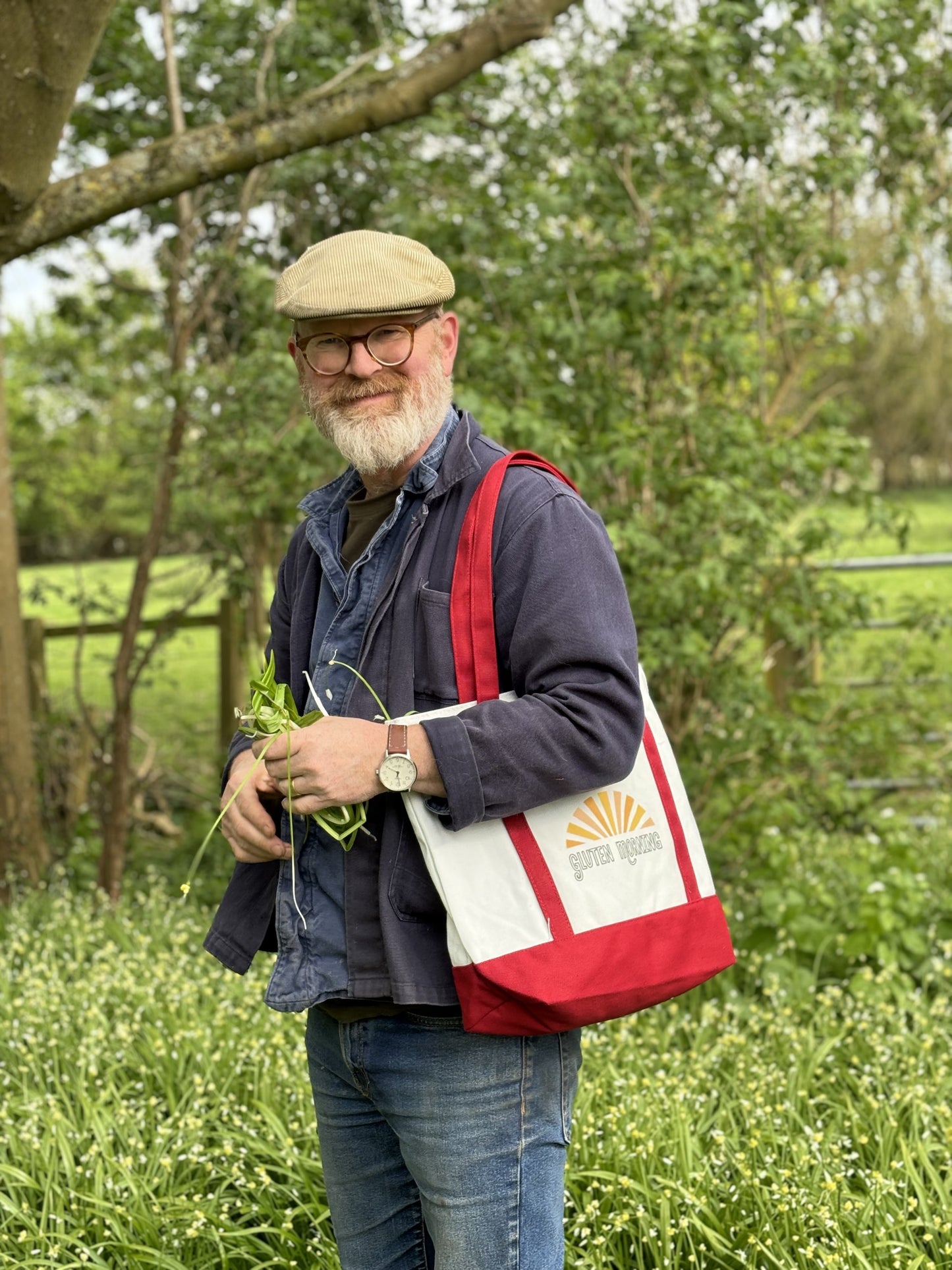 Red tote canvas bag with front pocket